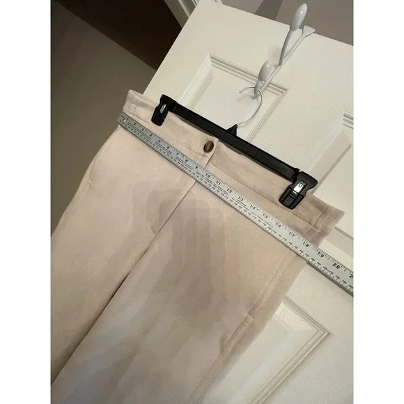 Ann Taylor Kate Women's Faux Suede Wide Leg Pants Cream High Rise Size XL - Picture 6 of 14